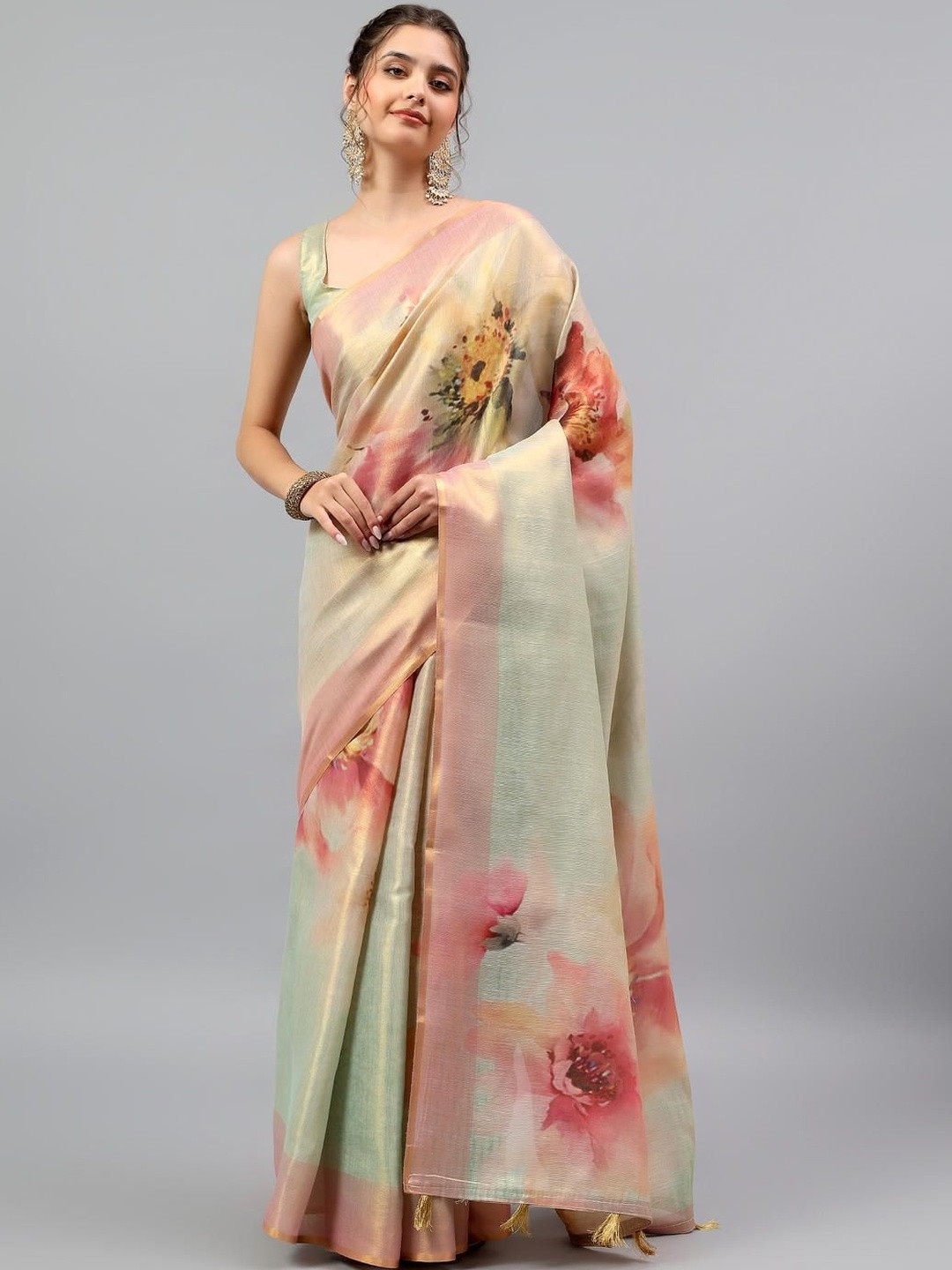 SAMANTHA Floral Tussar Saree