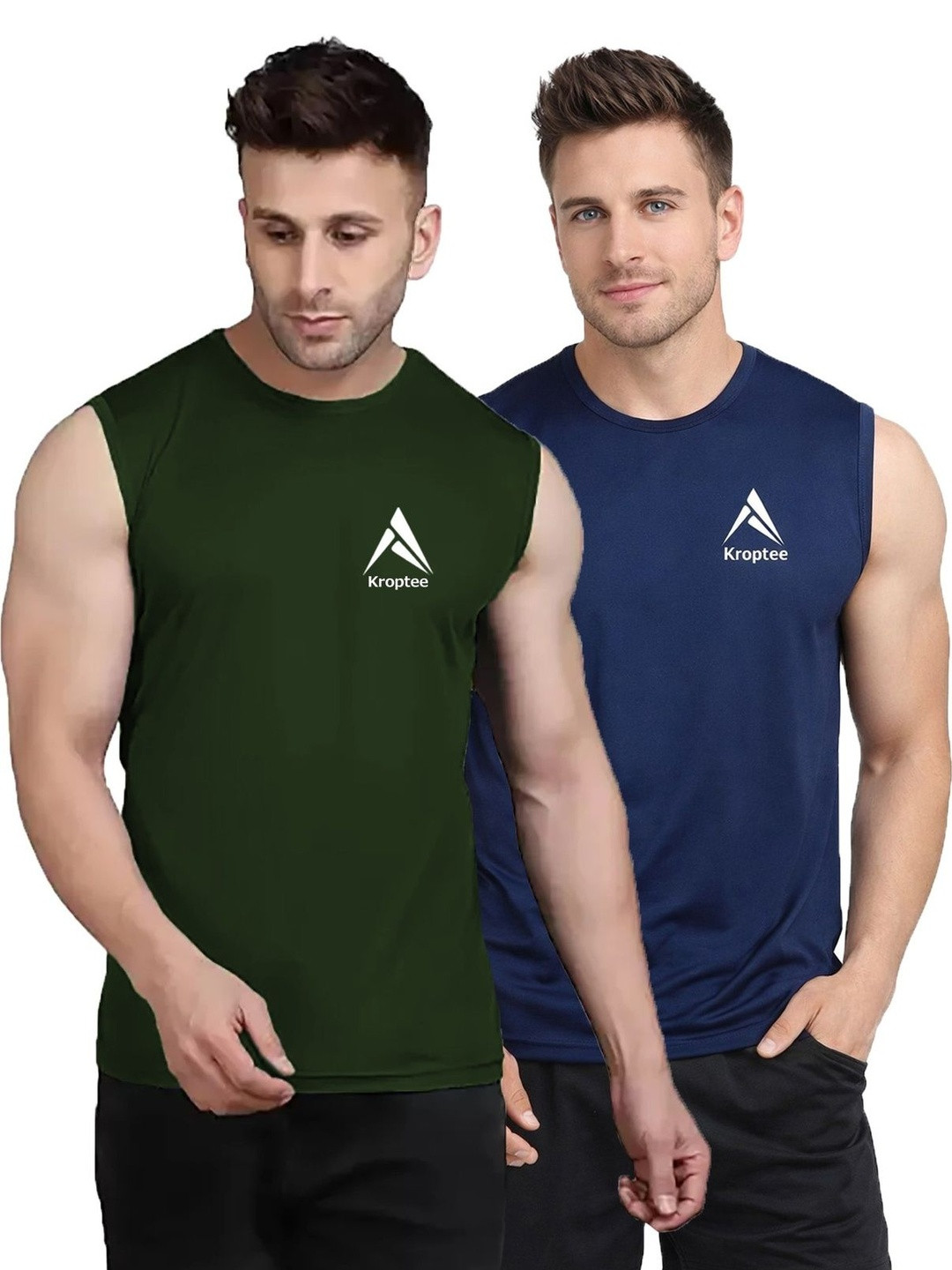 Kroptee Pack of 2 Cotton Blend Gym Vest