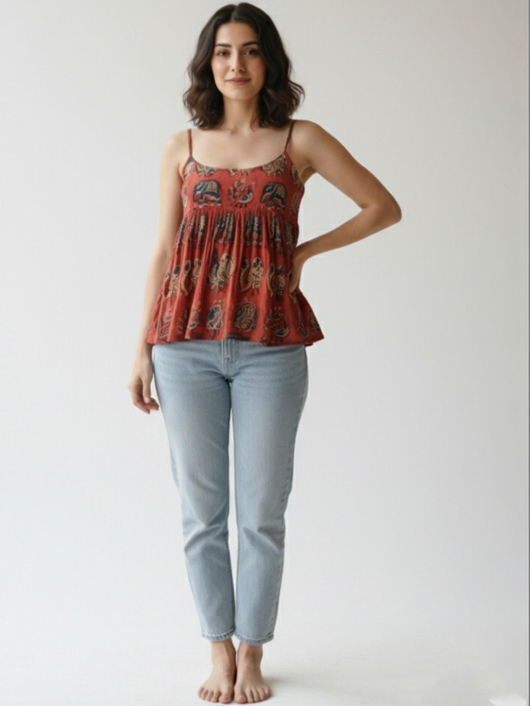 Poshakh fabrics Cotton Blend Handloom Top