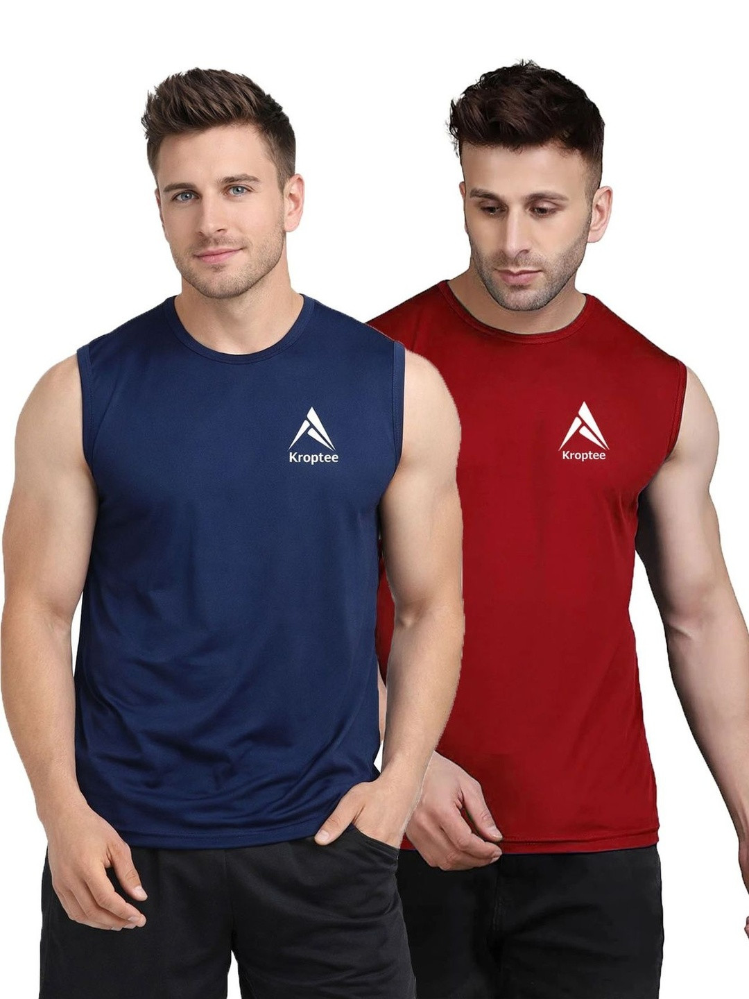 Kroptee Pack of 2 Cotton Blend Gym Vest