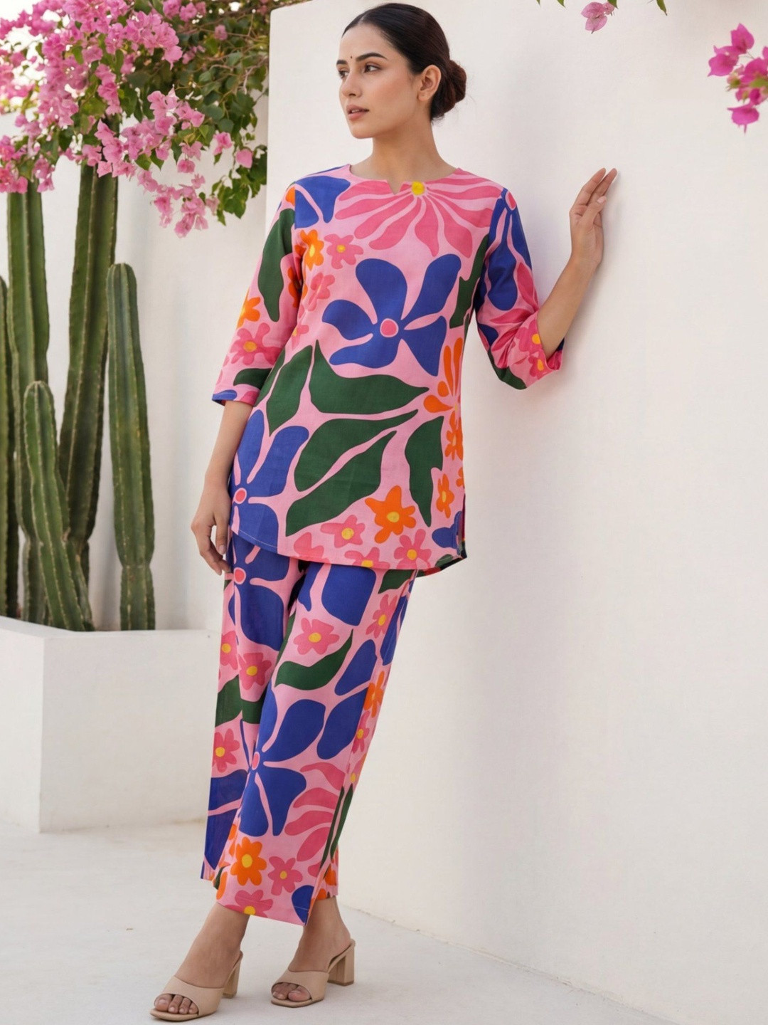 ME & MY Cotton Printed Top with Palazzos