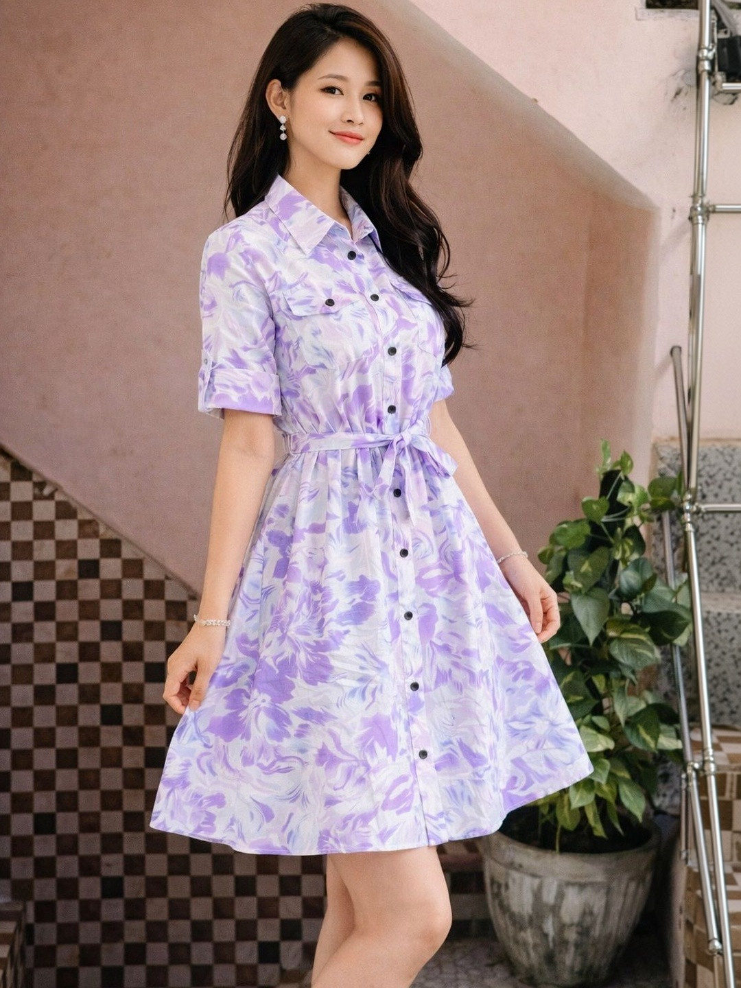 KASHIANXSTYLE Print Fit & Flare Midi Dress