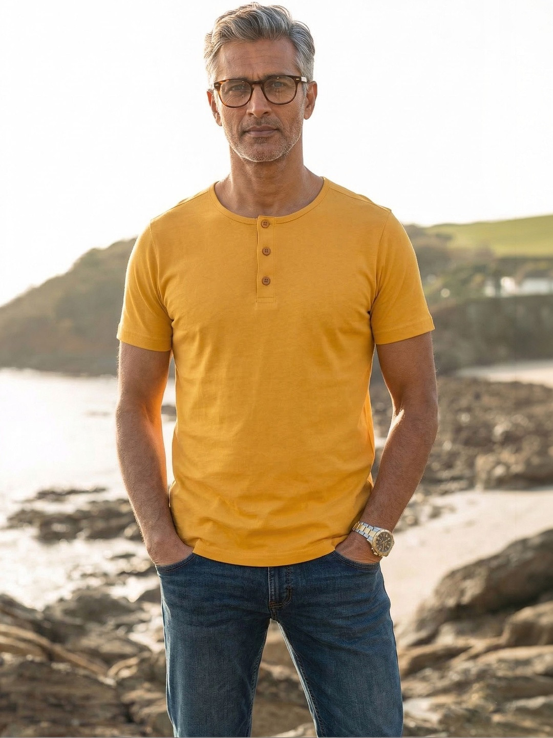 LEON Men Henley Neck T-shirt
