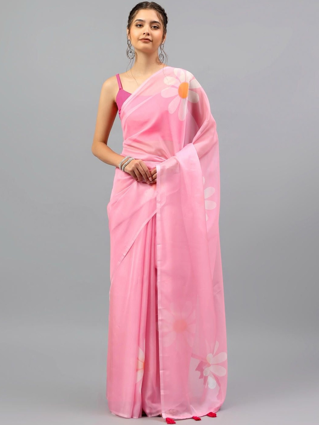 SAMANTHA Floral Poly Chiffon Tussar Saree