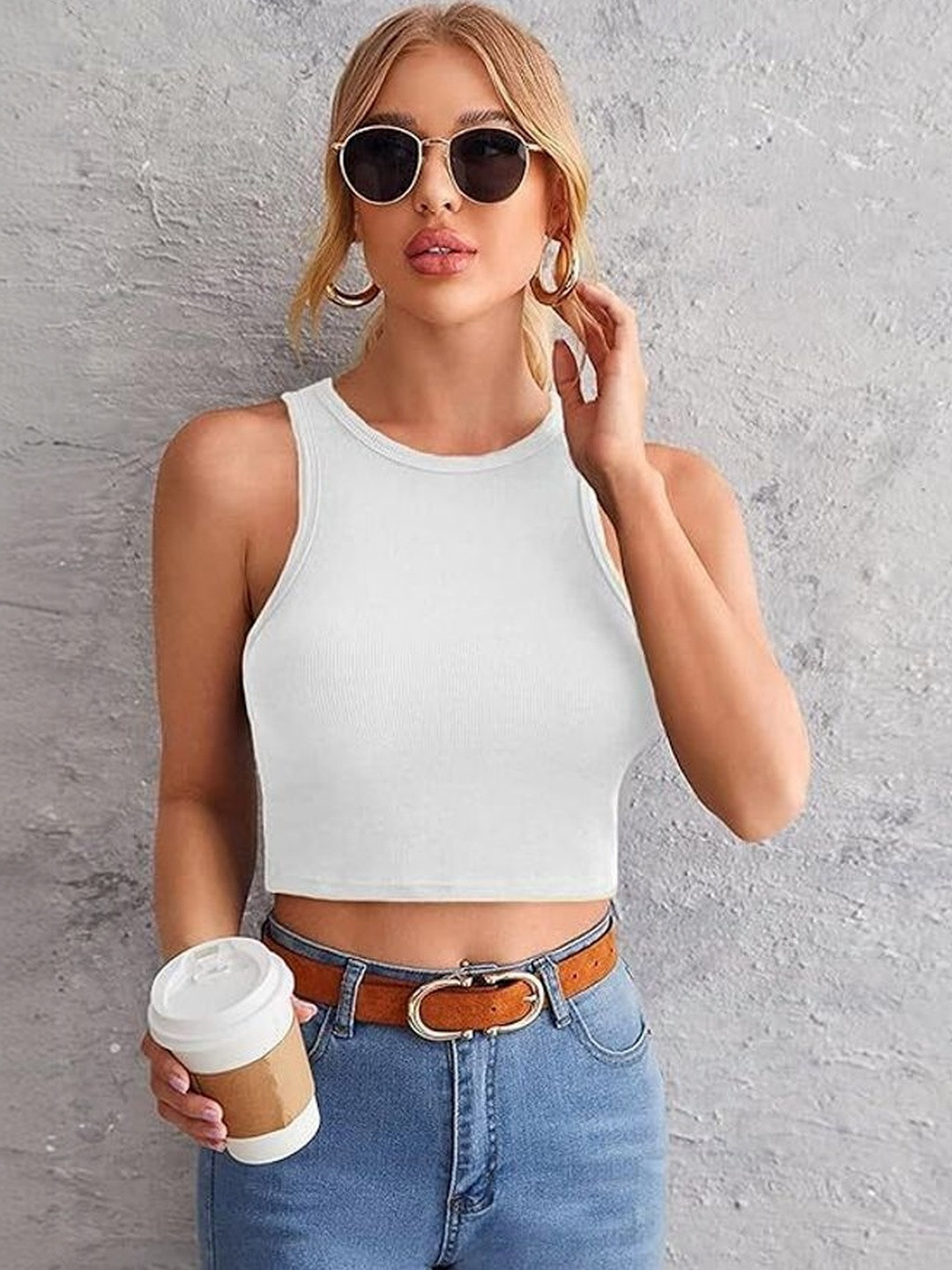 KASHIANXSTYLE Cotton Blend Tank Crop Top