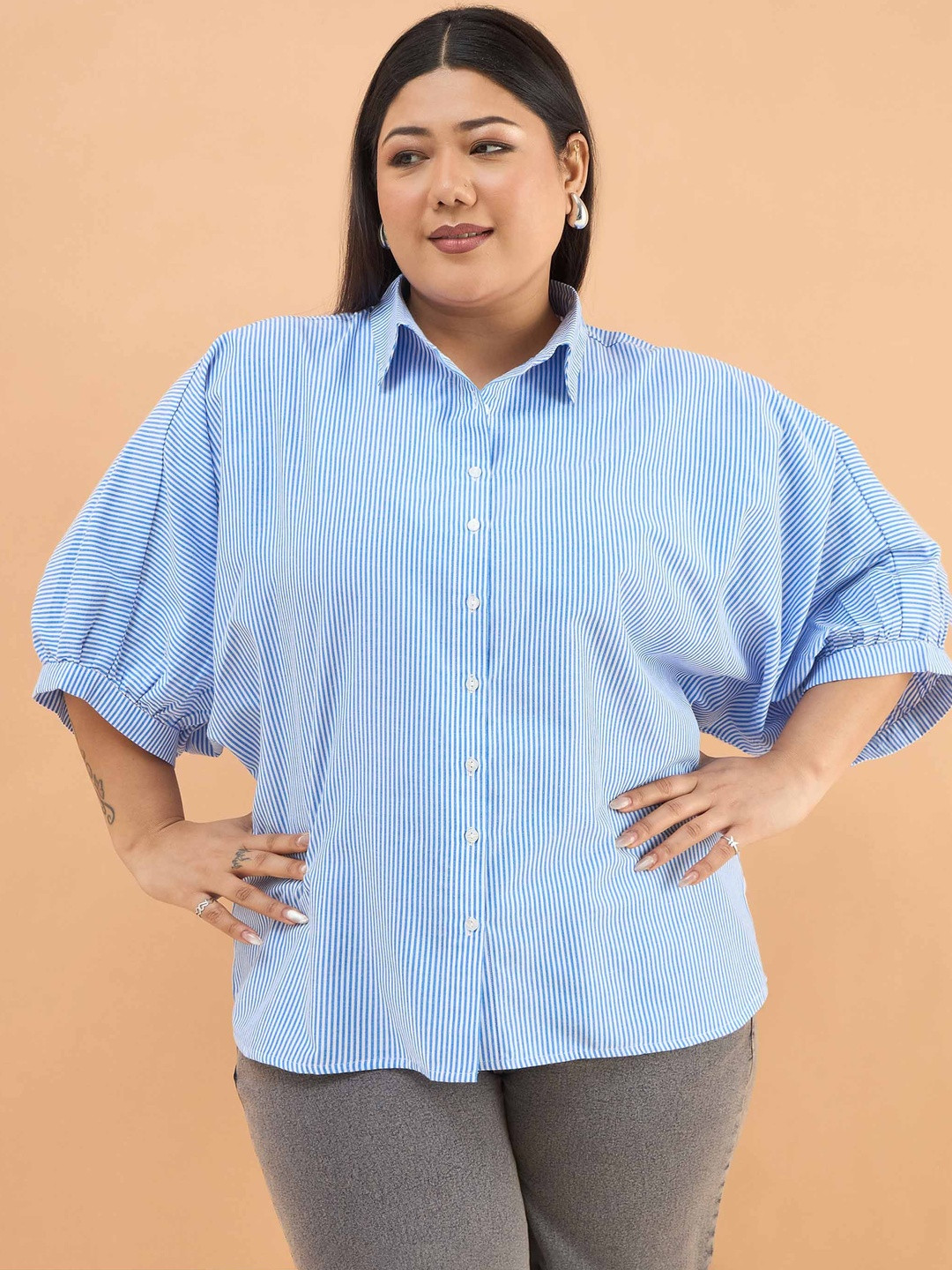 SASSAFRAS Curve Women Multi Stripes Casual Shirt