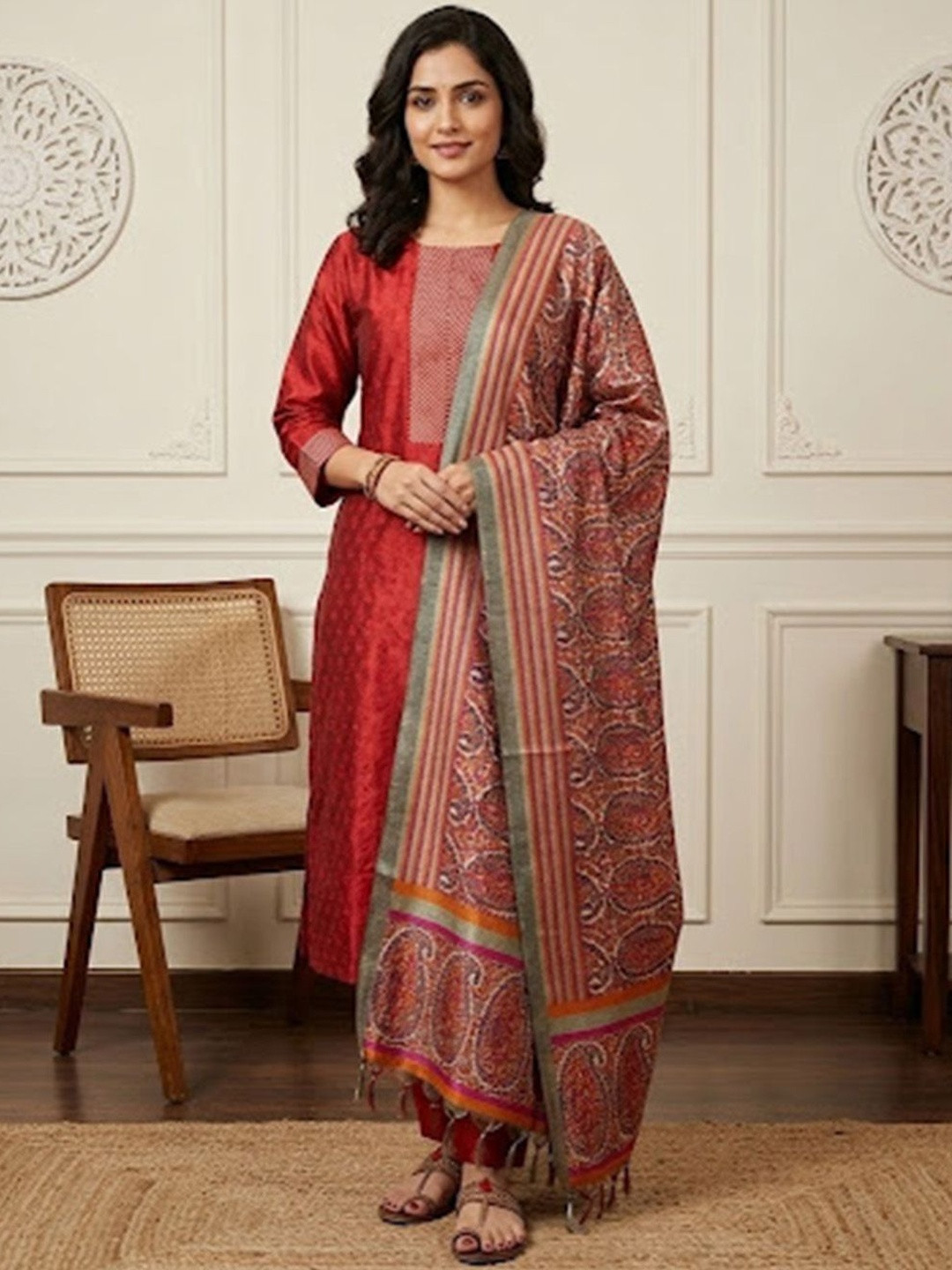 Varanga Women Regular Kurta with Trousers & With Dupatta