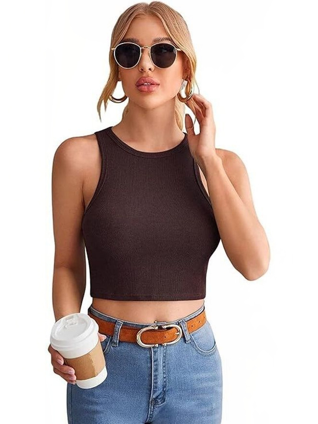 KASHIANXSTYLE Cotton Blend Tank Crop Top