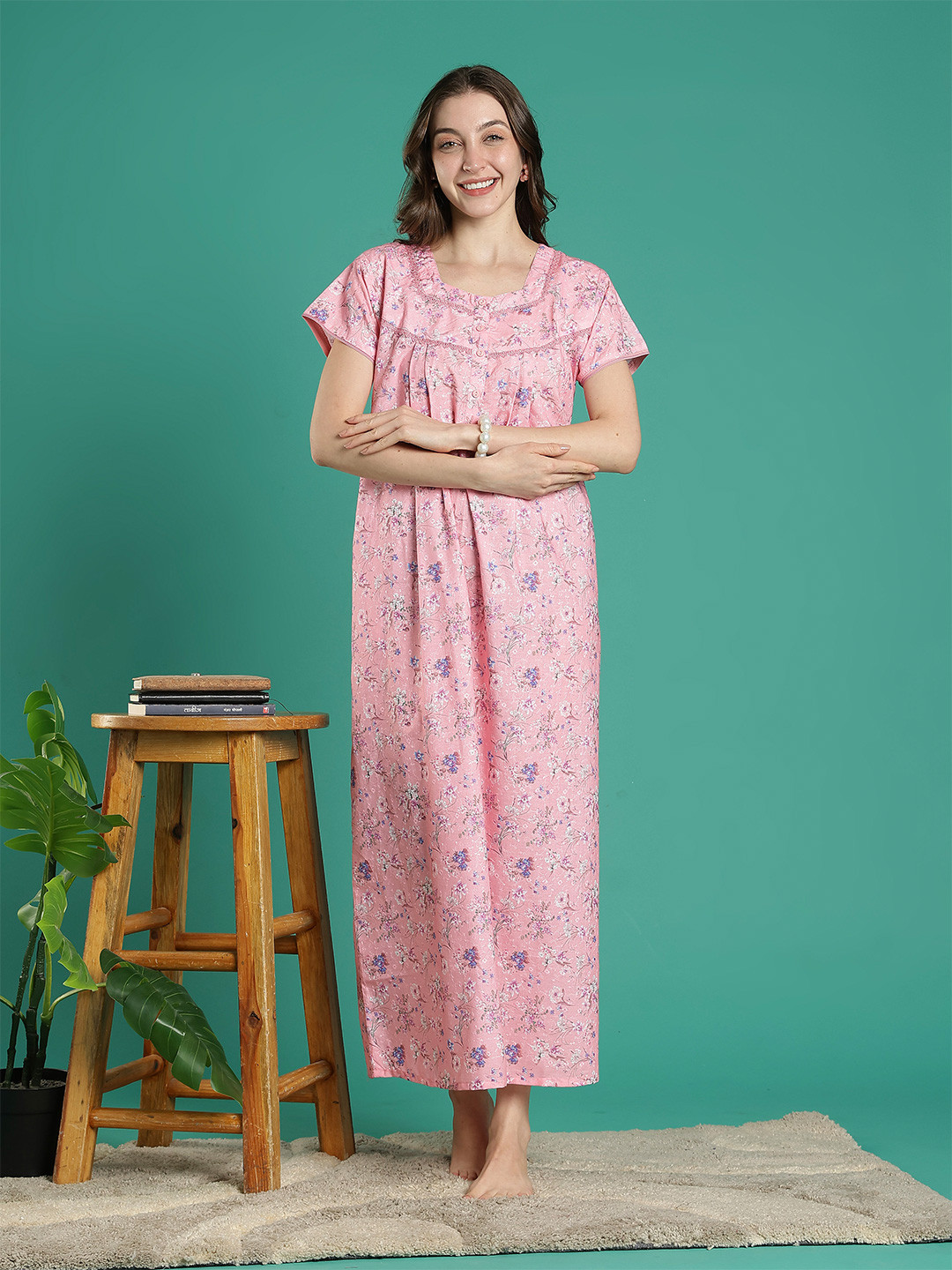 9shines Label Printed Maxi Nightdress