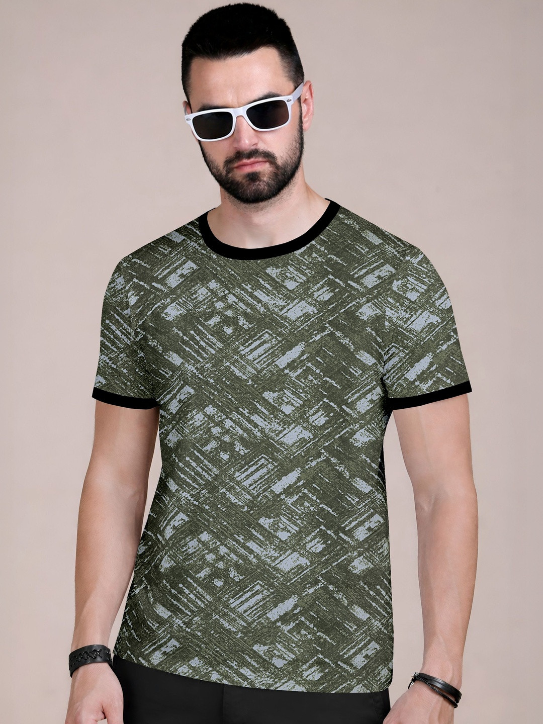 MODALEN Men Abstract Printed Round Neck Tshirts