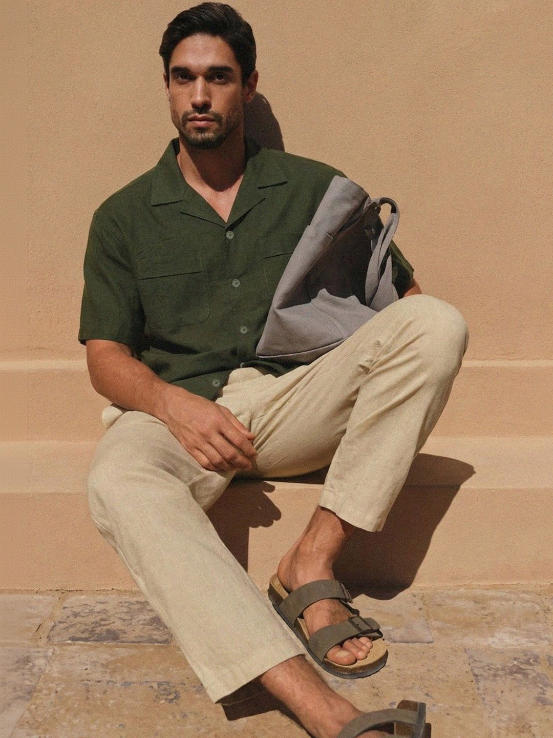 Dennis Lingo Relax Fit Half Sleeve Cuban Collar Cotton Shirt With Patch Pockets