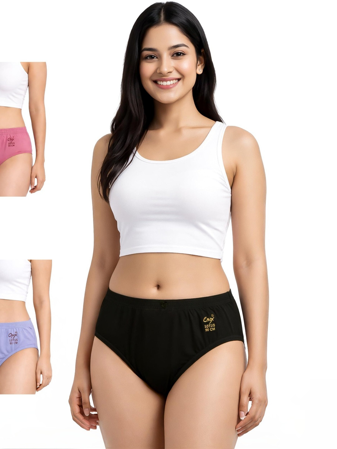 OPEX Women Pack of 3 Assorted Cotton Basic Briefs