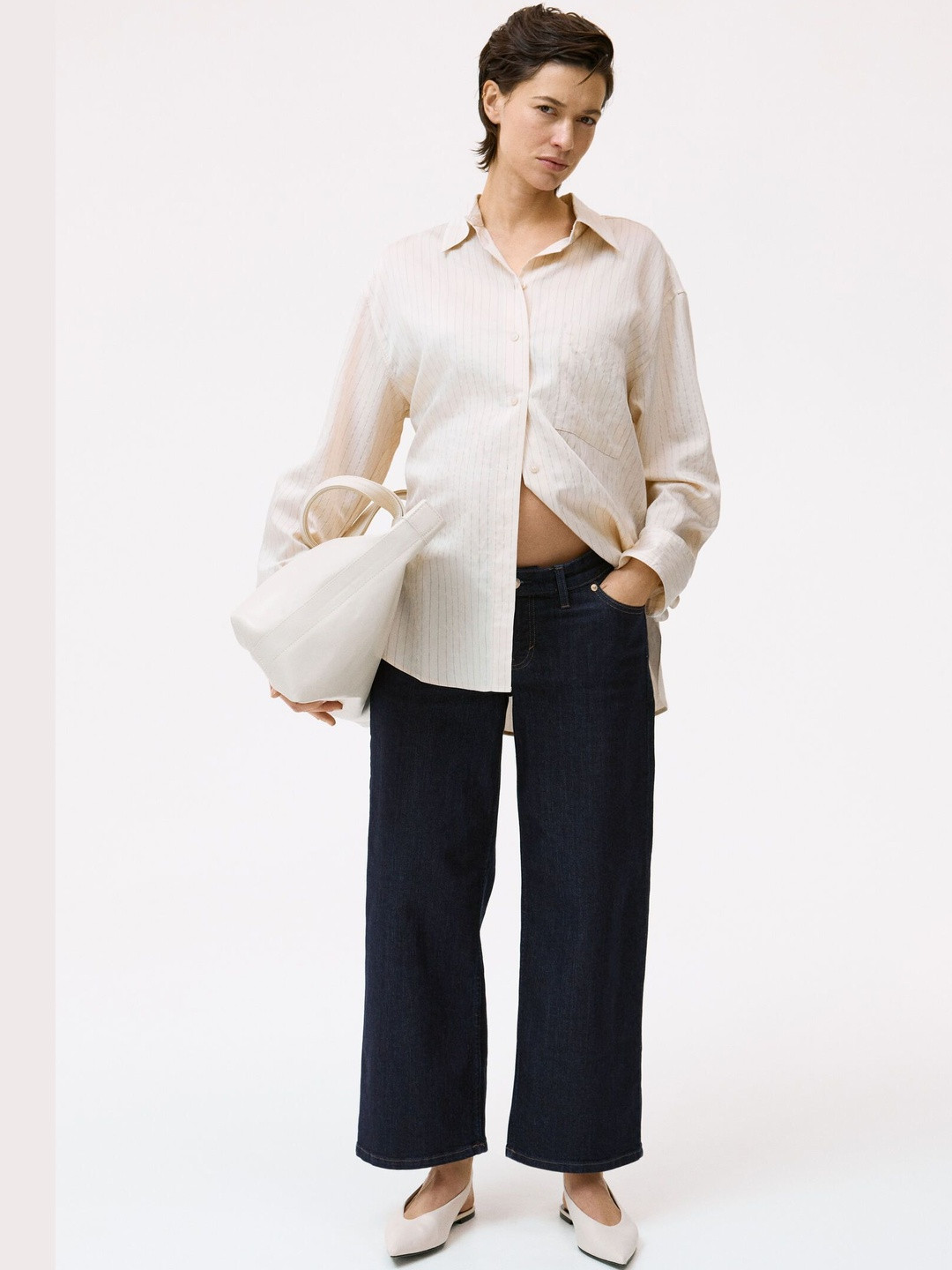H&M Mama Wide Low Waist Ankle Jeans