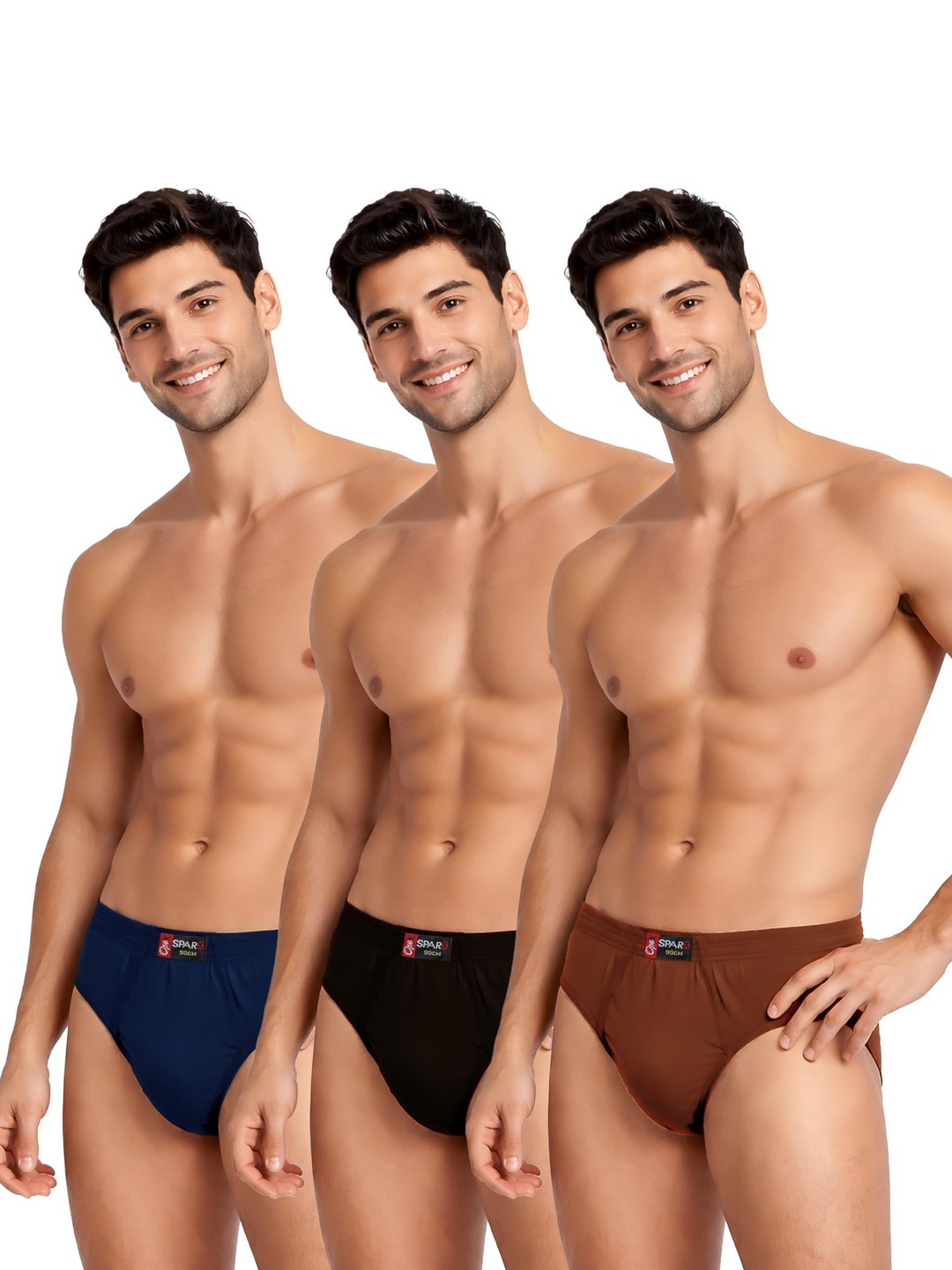 OPEX Men Pack of 3 Assorted Cotton Basic Briefs