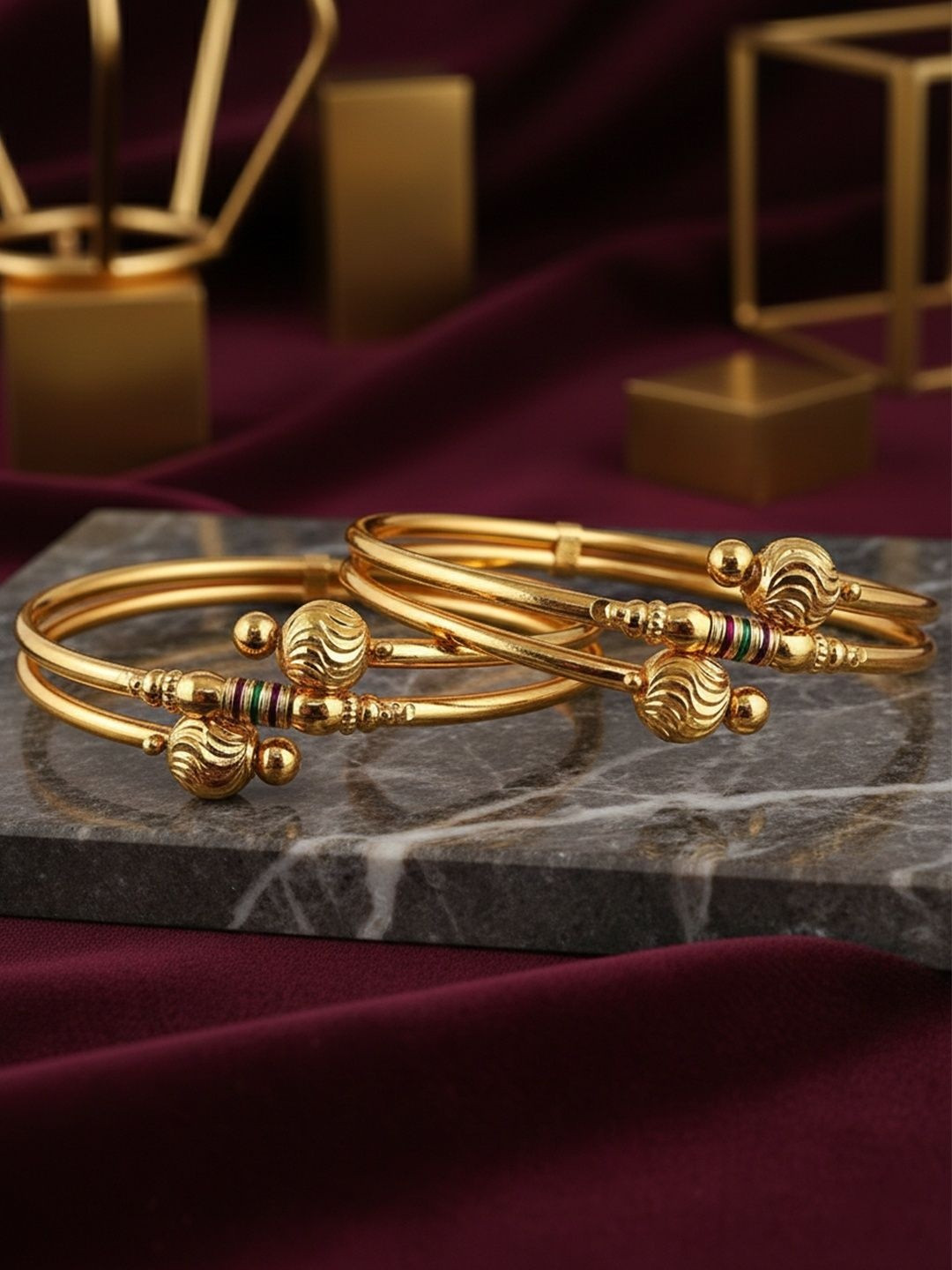 YouBella Set of 2 Gold-Plated Bangles