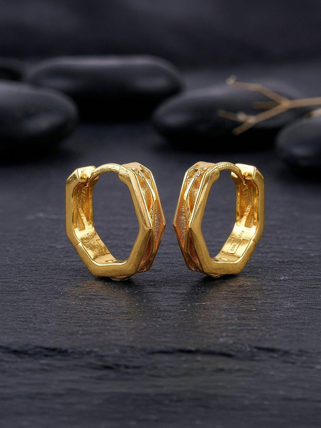 GIVA Golden Hexa Hoop Earring for Him