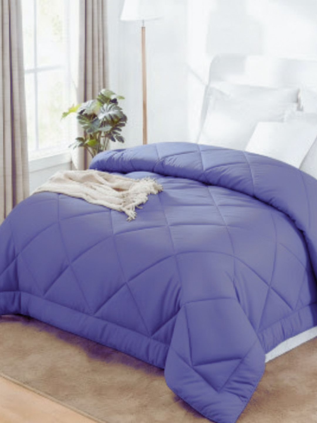 Status Blue & grey Microfiber 210 GSM Reversible Double Bed Comforter - 230 CM X 215 CM