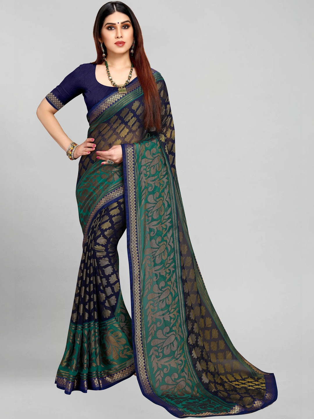 Anouk Ethnic Motifs Zari Brasso Saree