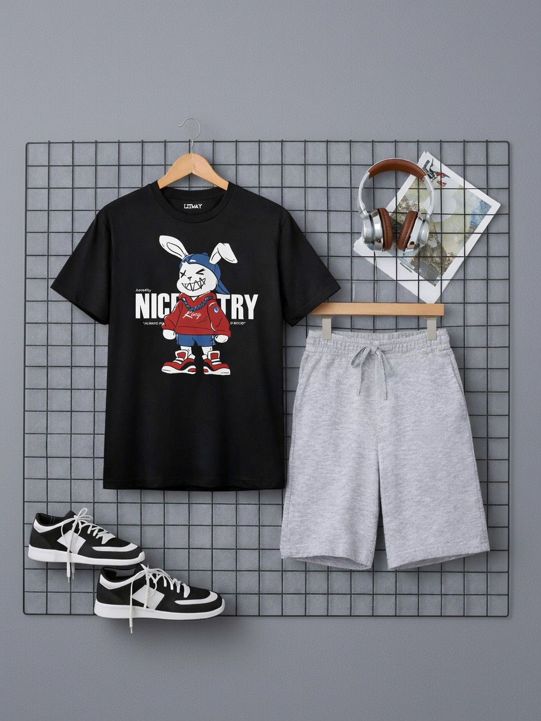 LITWAY Boys Printed T-shirt with Shorts