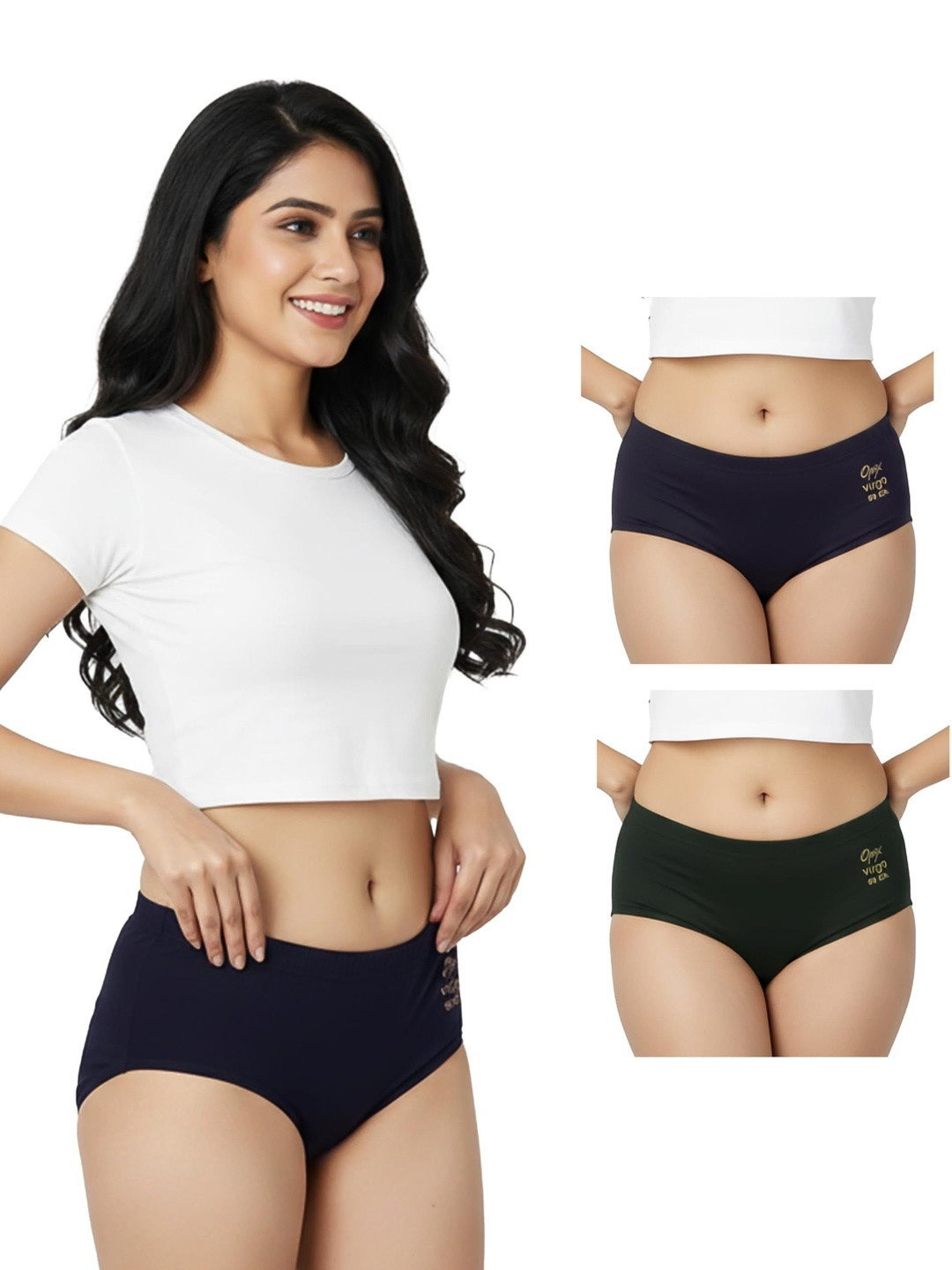 OPEX Women Pack of 3 Assorted Cotton Basic Briefs