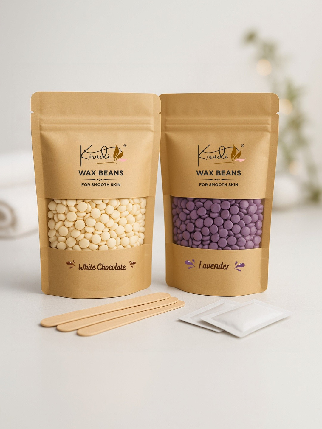 KIRUDI Set Of 2 Long-Lasting White Chocolate & Lavender Hot Body Wax Beans - 150 g Each