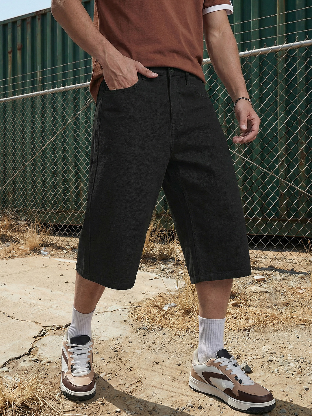 The Roadster Life Co. Men Mid-Rise Pure Cotton Relaxed Fit Jorts