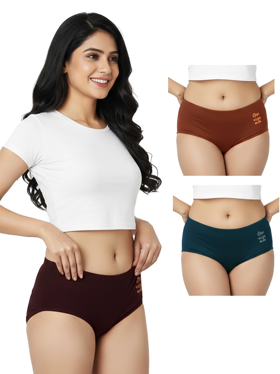 OPEX Women Pack of 3 Assorted Cotton Basic Briefs