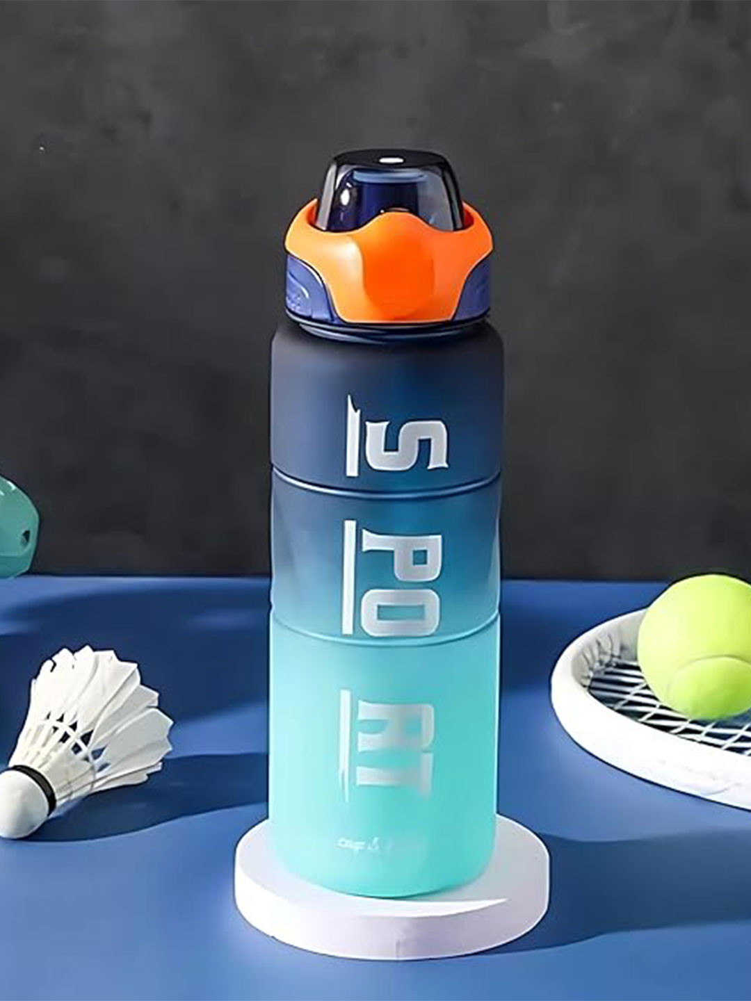 Mebo Orange & Blue Single Plastic Colourblocked Water Bottle