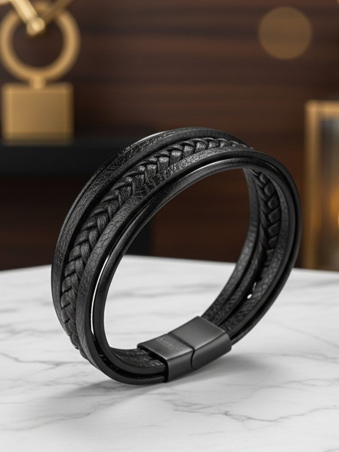 YouBella Men Leather Wraparound Bracelet