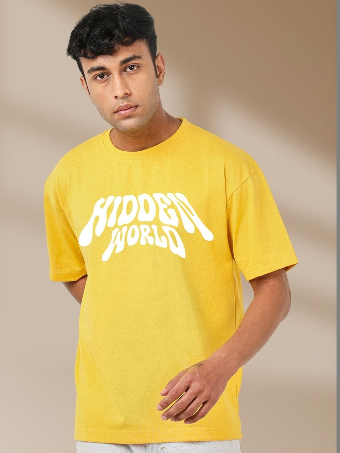 Hidden World Men Typography Printed Round Neck T-shirt