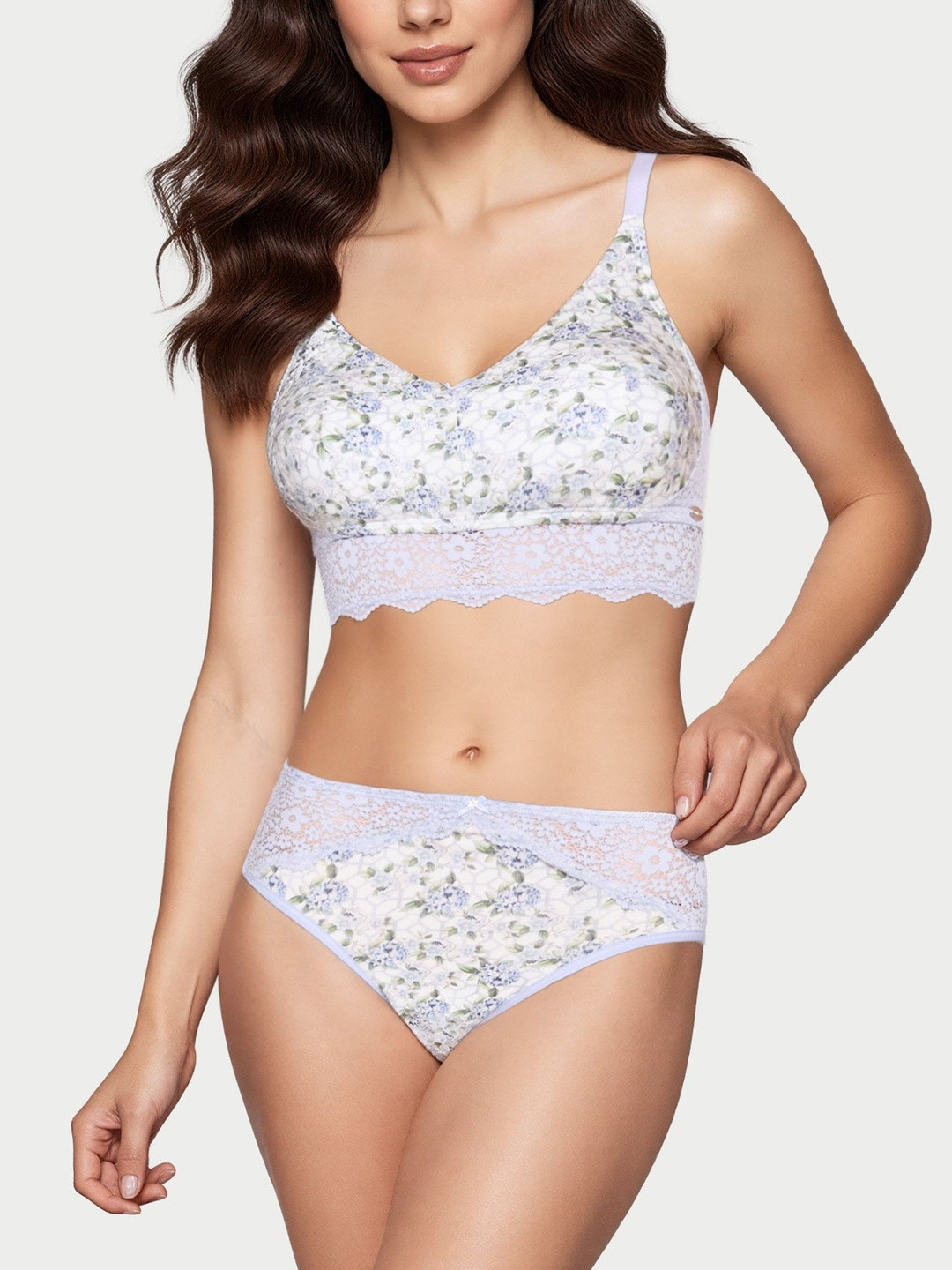 Enamor Printed Model Hipster Panty with Lace Mid Rise Full Back Coverage - P226
