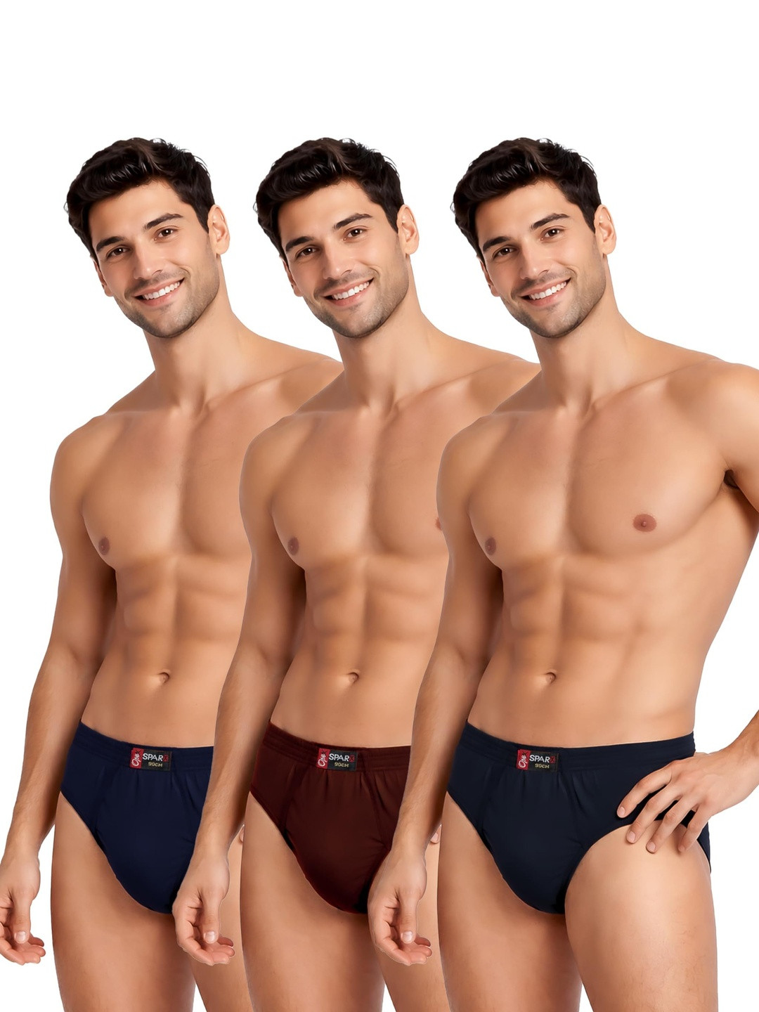 OPEX Men Pack of 3 Assorted Cotton Basic Briefs