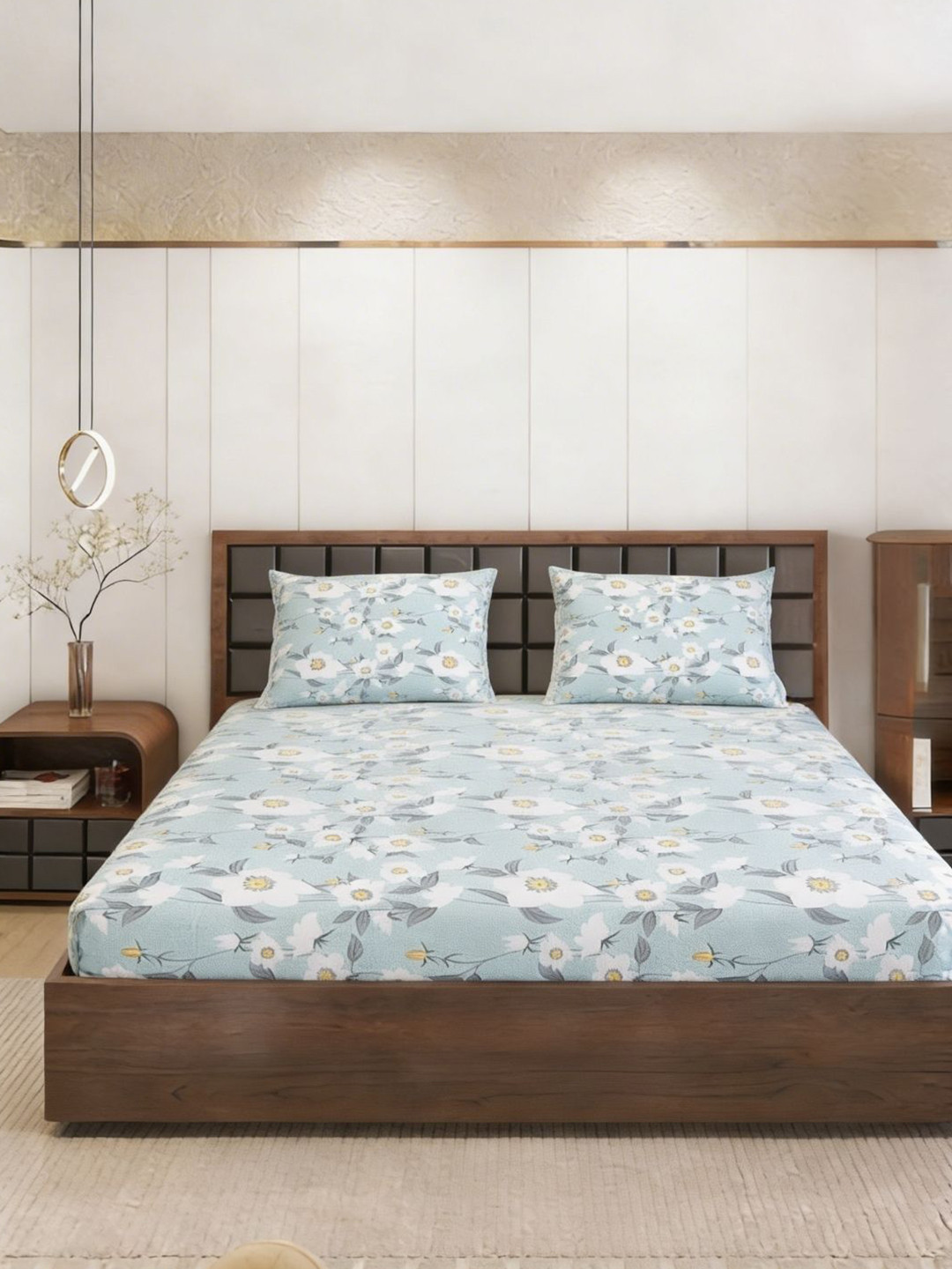 Status Floral Cotton Microfiber Double Bedsheet with 2 Pillow Covers- 230 CM X 215 CM