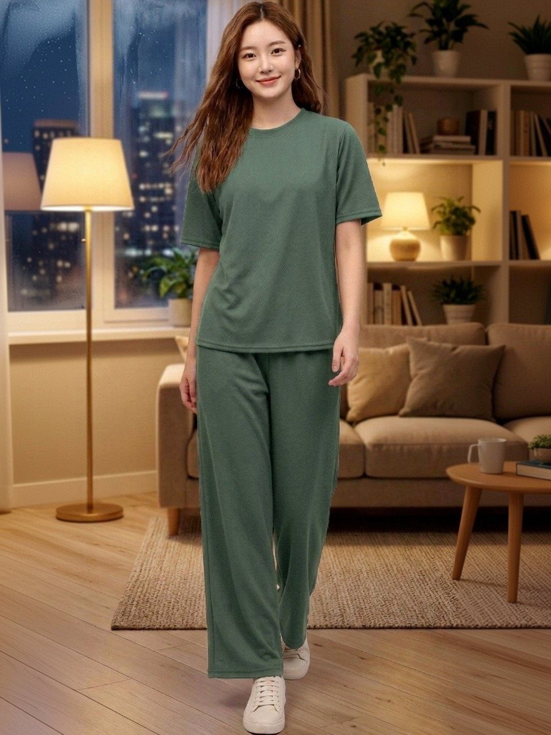 Keenuu Round Neck Short Sleeves T-shirt With Trouser