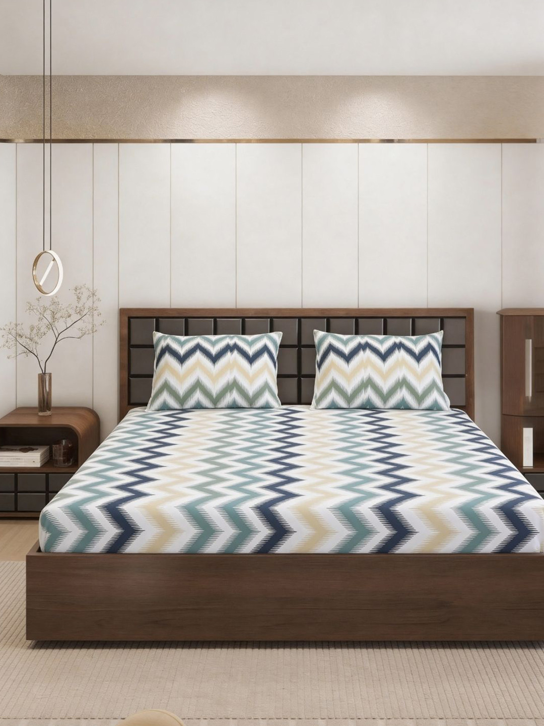 Status Value Abstract Cotton Double Bedsheet with 2 Pillow Covers-230 CM X 215 CM