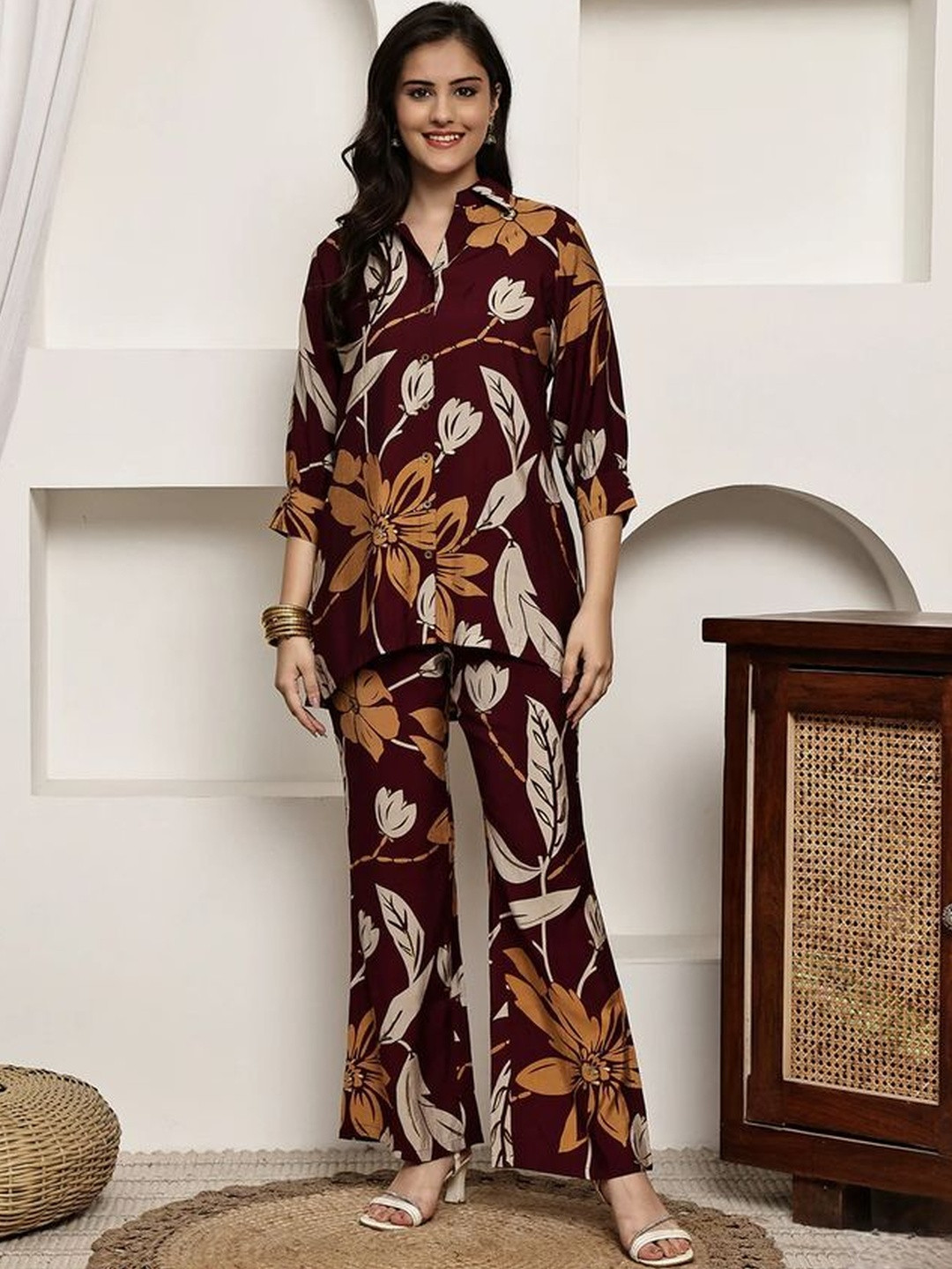 MYRIE Floral Printed Shirt with Palazzos