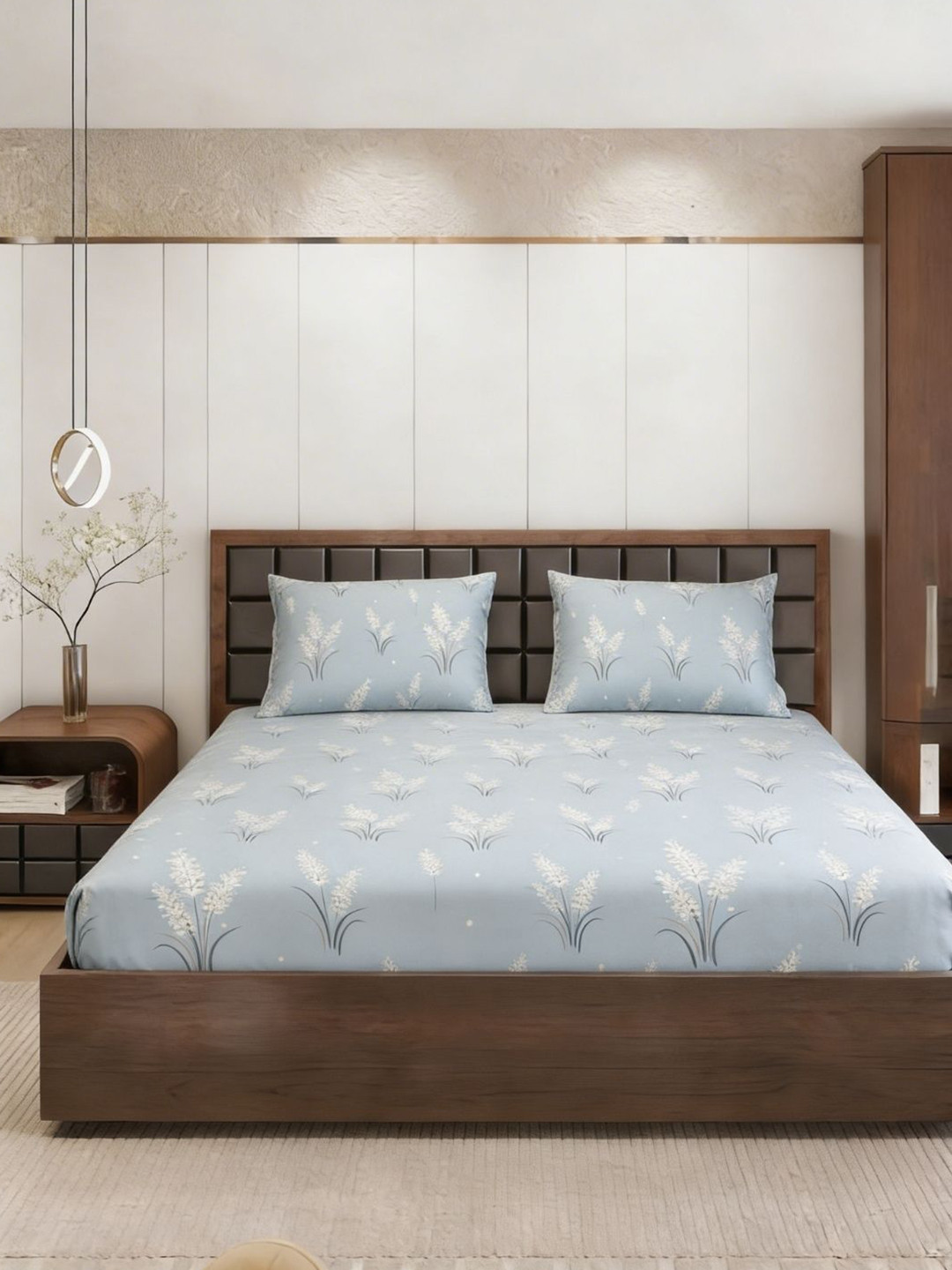 Status Floral Cotton Microfiber Double Bedsheet with 2 Pillow Covers- 230 CM X 215 CM