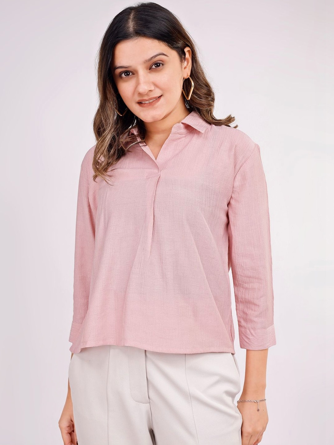 Halff Grey Women Classic Spread Collar Casual Shirt