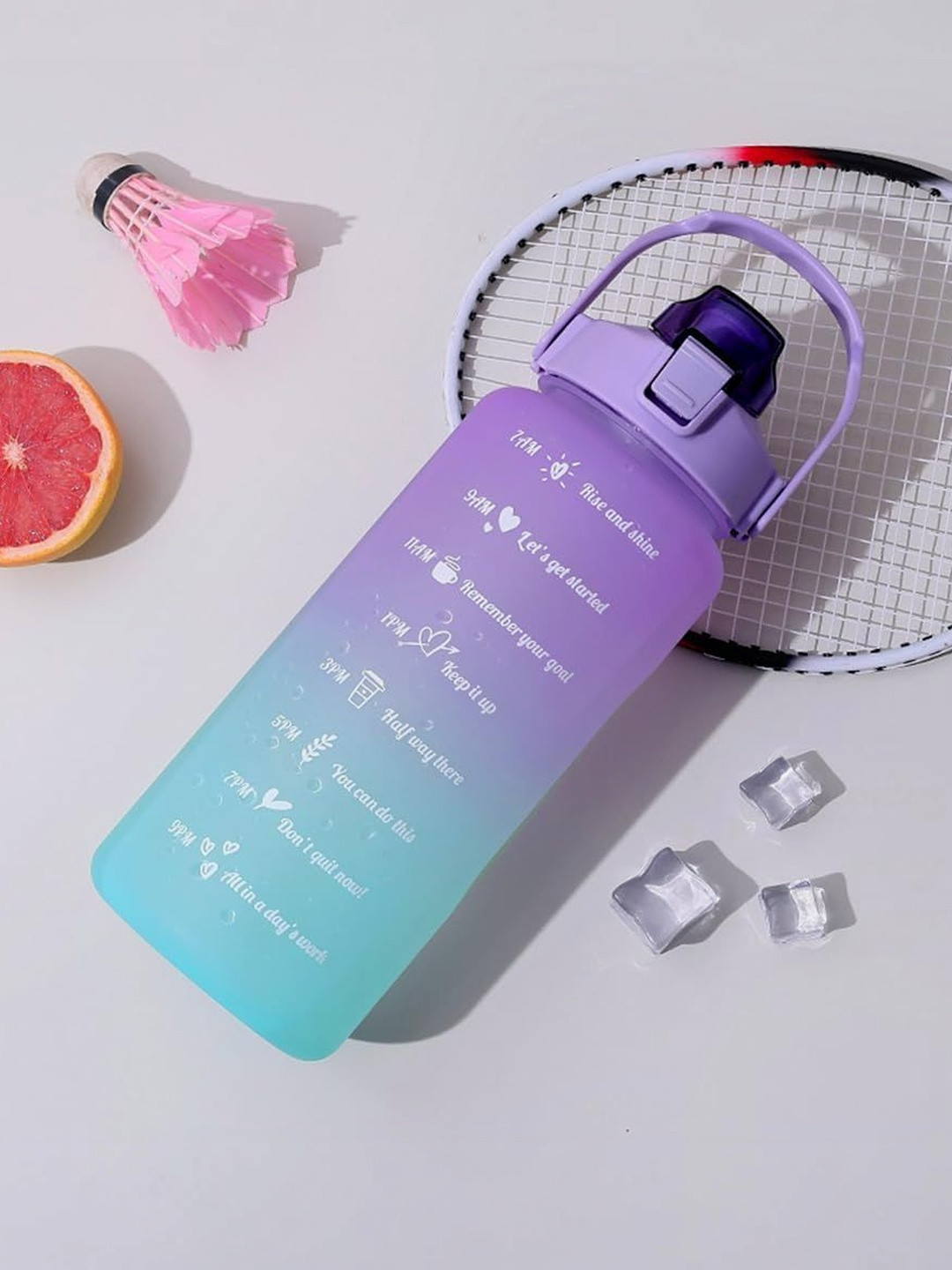 PIXNA Purple &  Blue Motivational Water Bottle with Time Marker 2000 ml