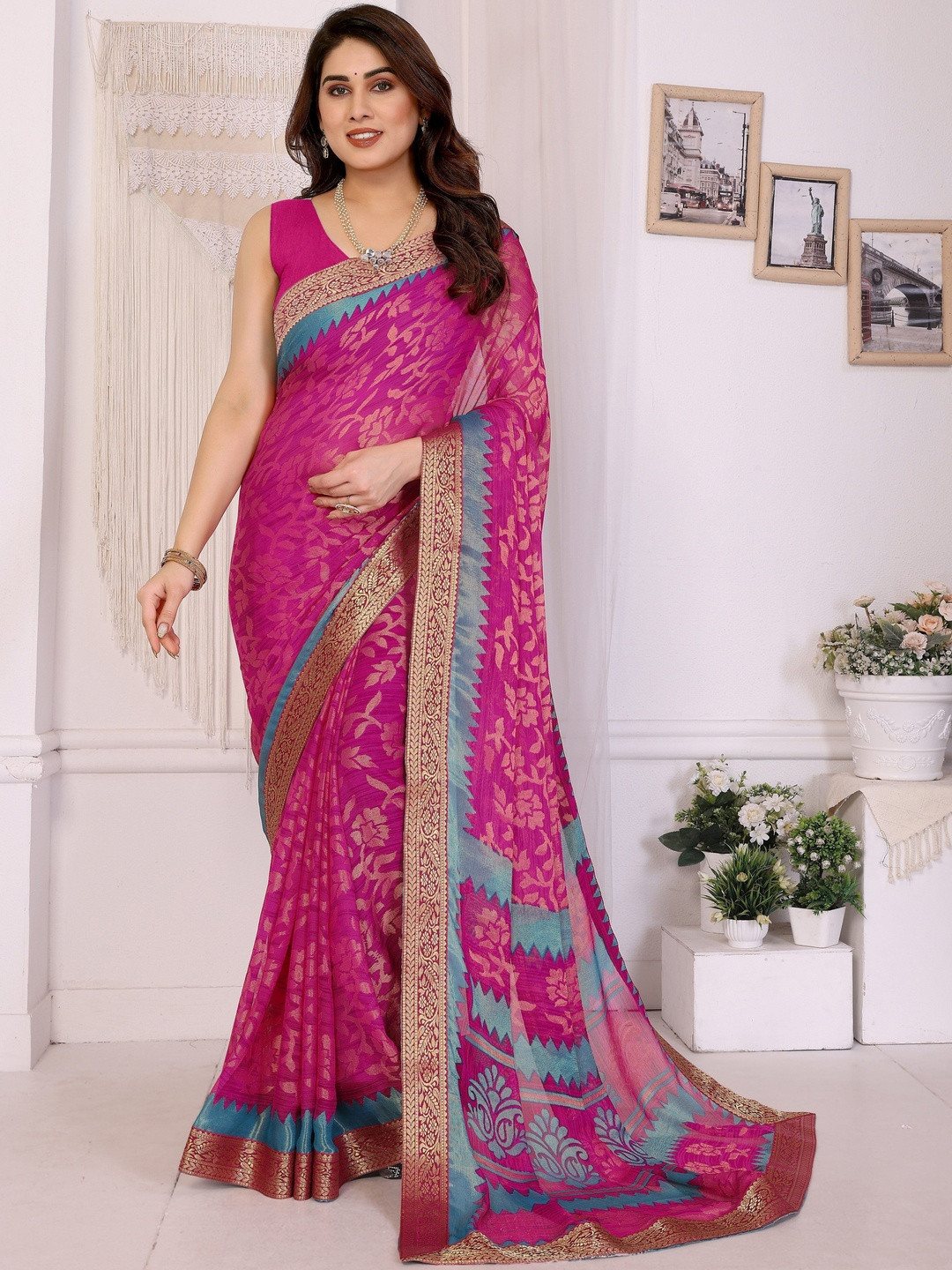Sangria Embellished Sarees With Unstitched Blouse