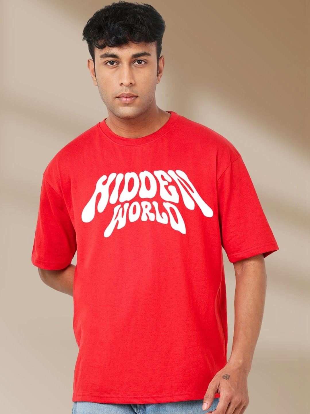 Hidden World Men Typography Printed Round Neck T-shirt
