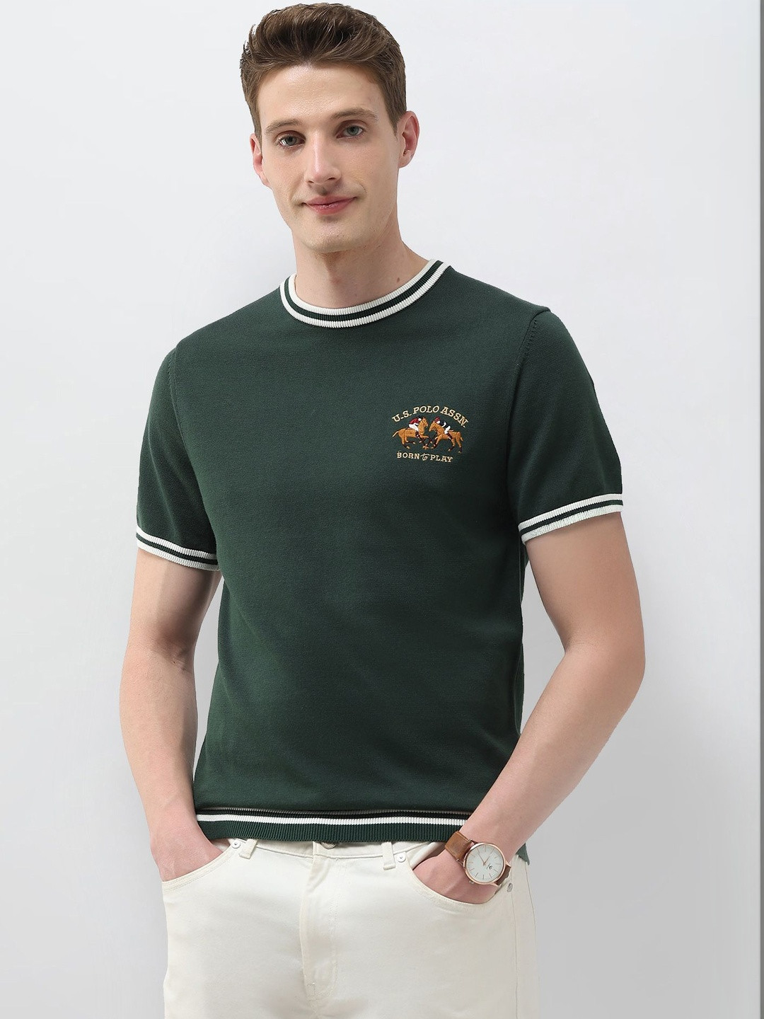 U.S. Polo Assn.Solid Slim Fit Pure Cotton T-Shirt