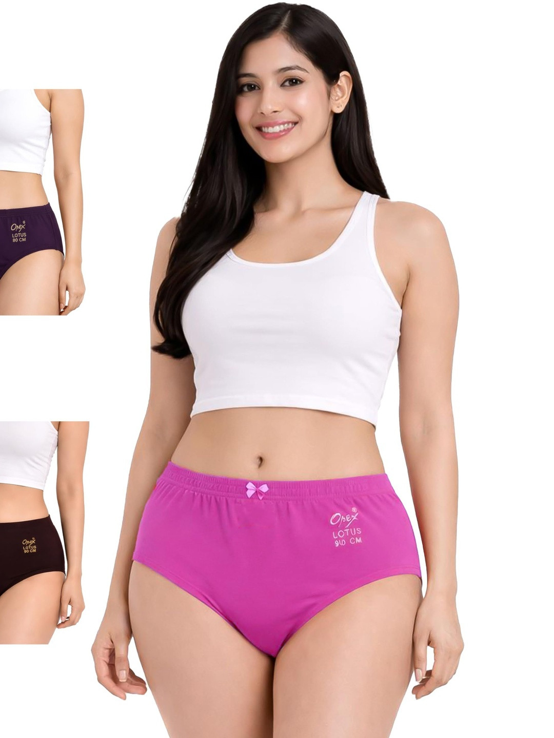 OPEX Women Pack of 3 Assorted Cotton Basic Briefs
