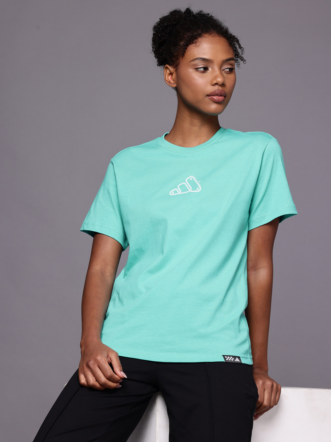 ADIDAS Women MOTO Printed Pure Cotton T-shirt