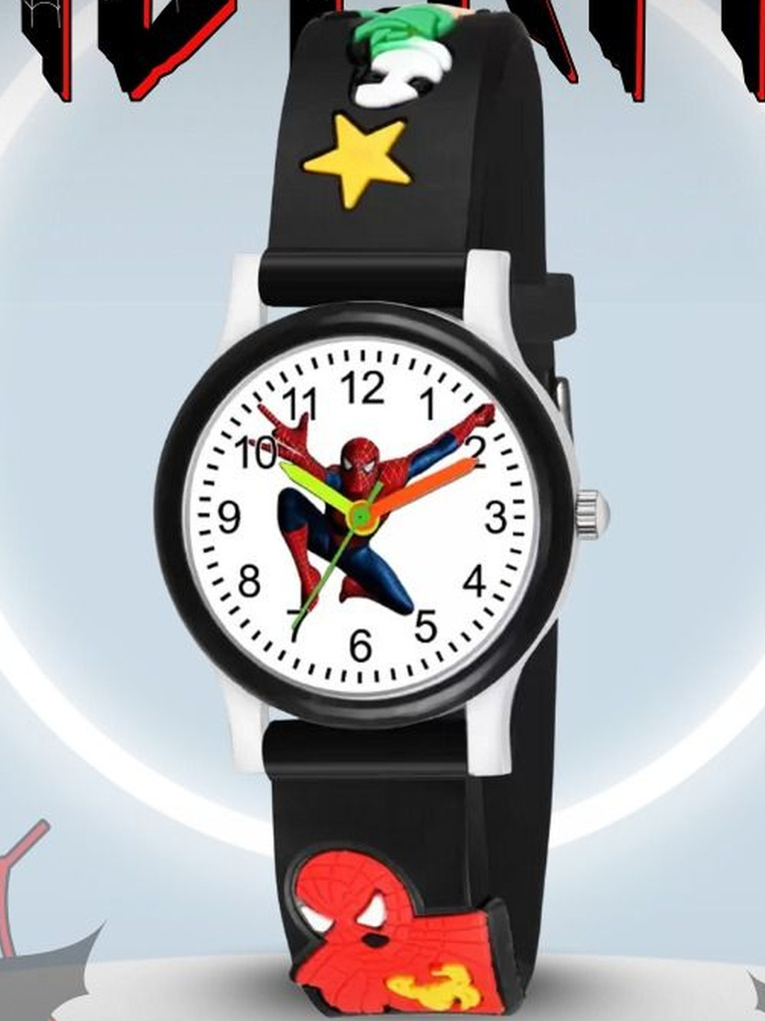 Blutech Unisex Kids Printed Dial & Straps Analogue Multi Function Watch Blk_spidermn