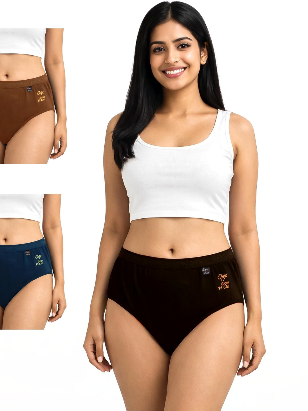 OPEX Women Pack of 3 Assorted Cotton Basic Briefs