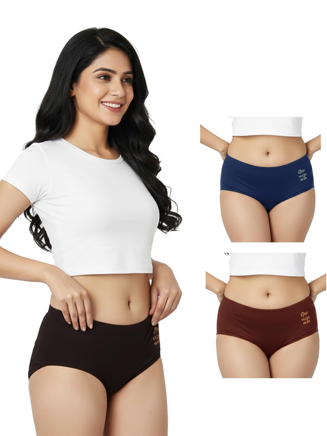 OPEX Women Pack of 3 Assorted Cotton Hipster Briefs