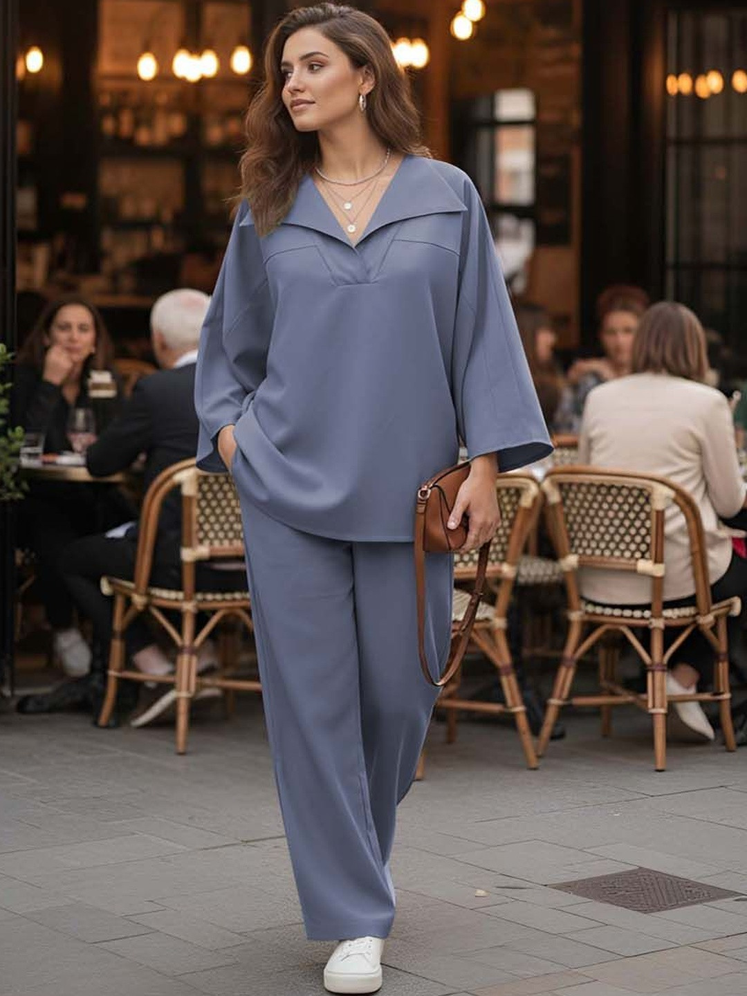 GENZILOOKS Linen Solid Top with Trousers