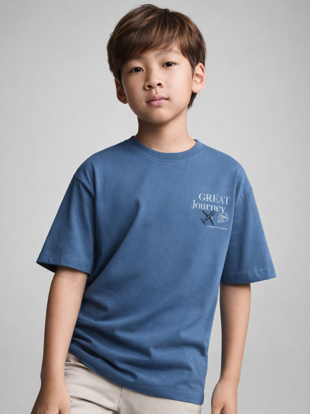 Alan Jones Boys Typography Printed Round Neck Drop-Shoulder Sleeves Oversized T-shirt