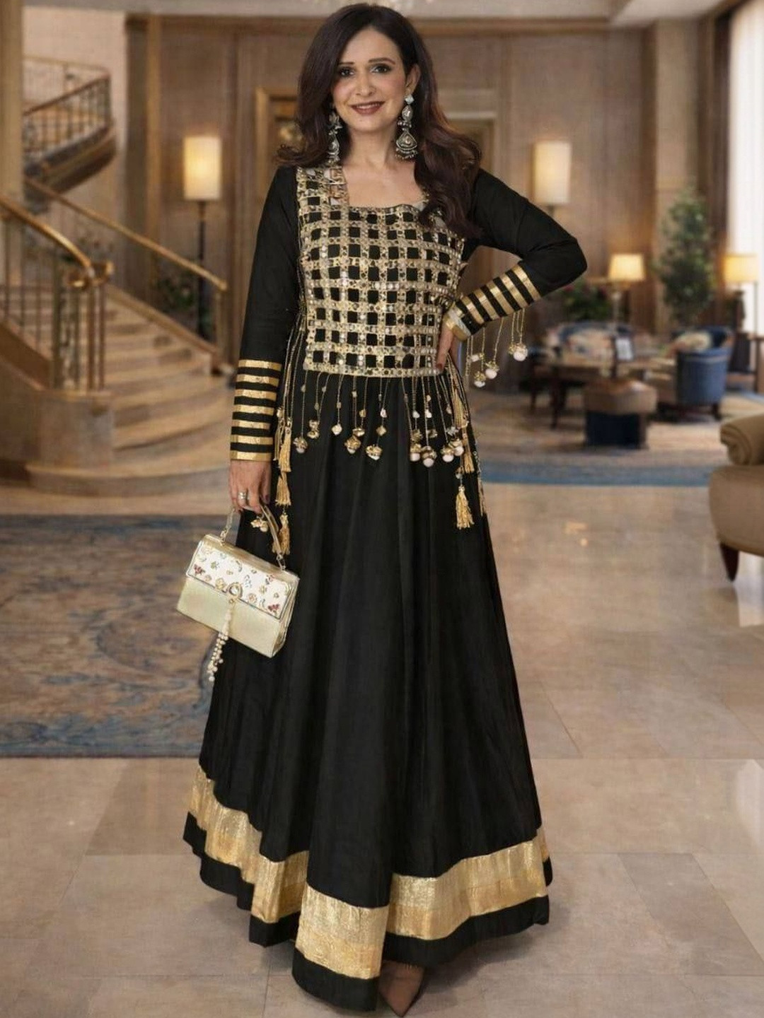 Social geek Women Ethnic Motifs Regular Mirror Work Kurta with Trousers